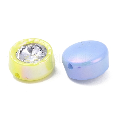 UV Plating Iridescent Acrylic with Rhinestone Beads OACR-B021-07-1