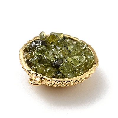 Natural Peridot Chip Pendants KK-C242-05G-07-1
