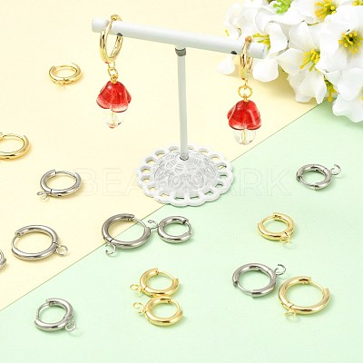 16Pcs 201 Stainless Steel Huggie Hoop Earring Findings STAS-FS0002-27B-1