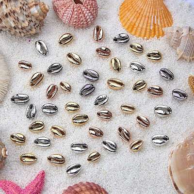 50Pcs 5 Colors Electroplated Shell Beads BSHE-SZ0001-09-1