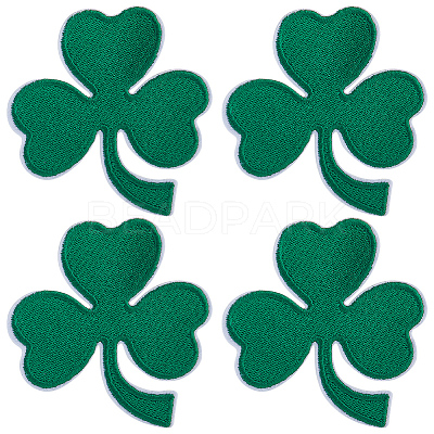 Saint Patrick's Day Iron on Shamrock Cloth Patches PATC-WH0005-36-1