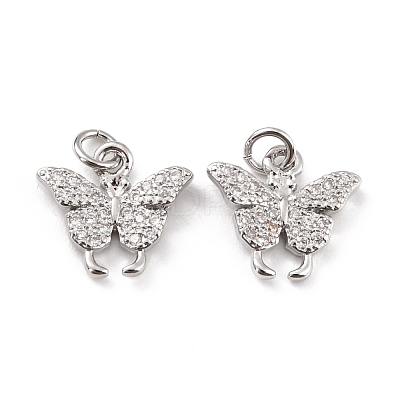 Brass Micro Pave Cubic Zirconia Pendants ZIRC-P091-15P-RS-1