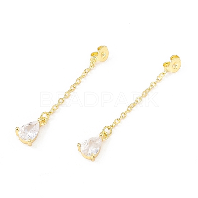 Rack Plating Brass Micro Pave Clear Cubic Zirconia Friction Ear Nut EJEW-I266-04G-1
