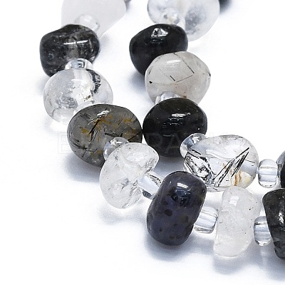 Natural Black Rutilated Quartz Beads Strands G-K245-H02-05-1