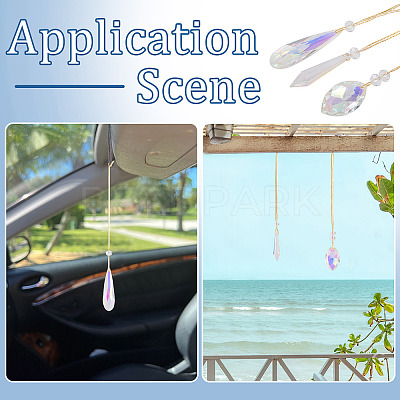 3Pcs 3 Styles Glass Suncatchers for Outdoor Garden Hanging Decoration HJEW-TADJ0001-04-1