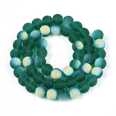 Frosted Transparent Glass Beads Strands GLAA-T032-T8mm-MBB21-1