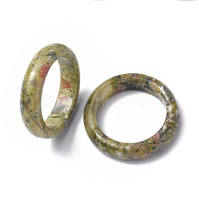 Natural Unakite Plain Band Ring RJEW-P044-01B-05-1