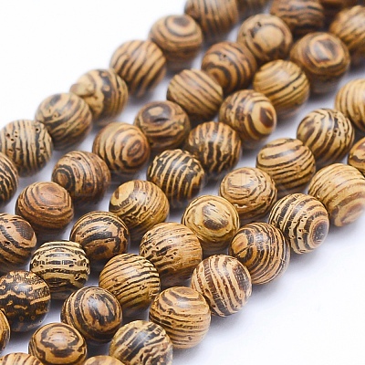 Natural Wenge Wood Beads Strands X-WOOD-P011-05-8mm-1