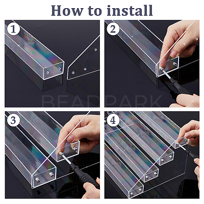 4-layer Acrylic Nail Polish Bottle Organizer Display Riser Stands ODIS-WH0108-015-1