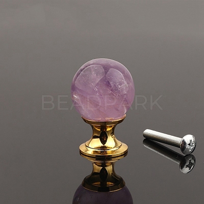 Metal & Natural Amethyst Drawer Knobs PW-WG57F80-04-1