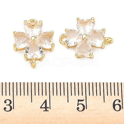 Saint Patrick's Day Glass Clover Connector Charms KK-P348-03G-05-1