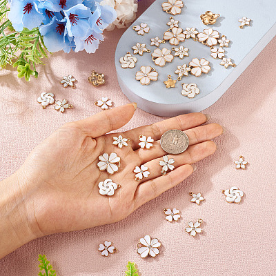 48Pcs 6 Styles Alloy Enamel Pendants ENAM-TA0003-40-1