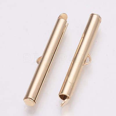 Brass Slide On End Clasp Tubes KK-Q747-11H-KC-1
