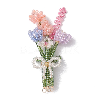 Seed Beads Beaded Charms PALLOY-JF02868-1