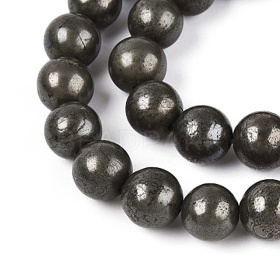 Natural Pyrite Beads Strands G-S249-01-10mm-1