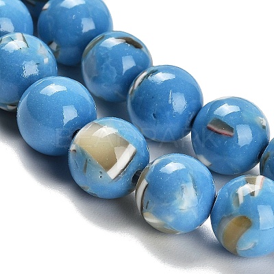 Assembled Synthetic Stone and Trochus Shell Beads Strands G-B128-08C-08-1
