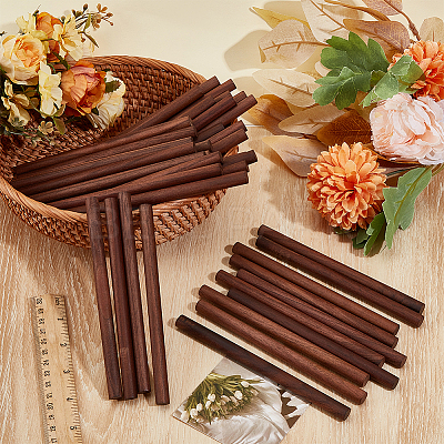 50Pcs Waxed Round Wooden Sticks WOOD-OC0004-26-1
