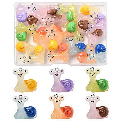 20Pcs Snail Resin Pendants RESI-FS0002-12-1