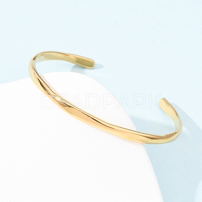 304 Stainless Steel Cuff Bangles for Women BJEW-Z146-05G-1