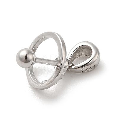 Anti-Tarnish Rhodium Plated 925 Sterling Silver Locket Style Planet Pinch Bails STER-NH0001-55A-P-1