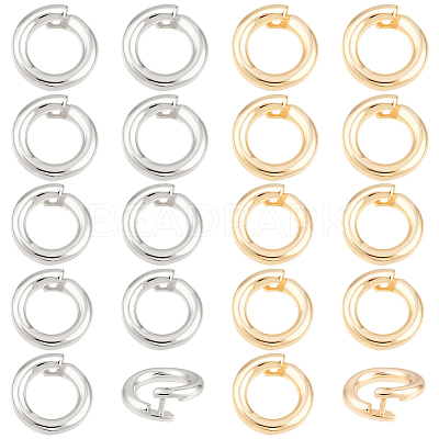 20Pcs 2 Colors Brass Locking Jump Rings KK-BBC0023-07B-1