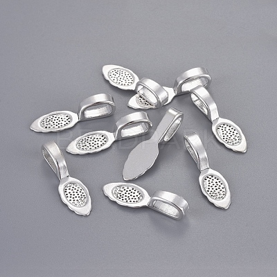 Tibetan Style Alloy Glue-on Flat Pad Bails X-LF10728Y-NF-1