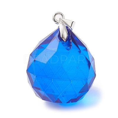 Faceted Teardrop Transparent Glass Pendant PALLOY-JF02348-02-1