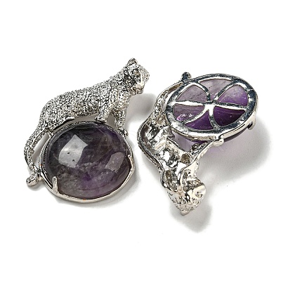 Natural Amethyst Half Round Pendants G-F766-06AS-07-1