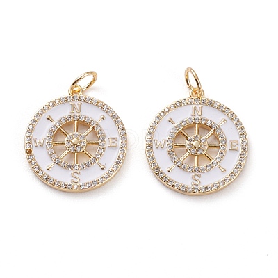 Brass Micro Pave Clear Cubic Zirconia Pendants KK-C100-28G-1
