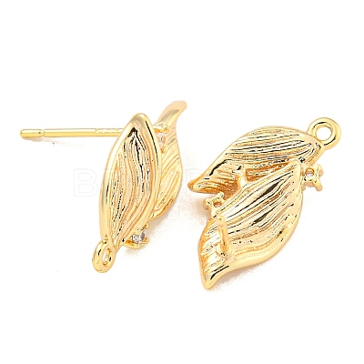 Brass Micro Pave Cubic Zirconia Stud Earring Findings LS-KK-U015-05G-1