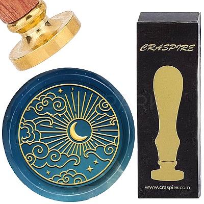 Brass Wax Seal Stamp with Wood Handle AJEW-WH0412-0351-1
