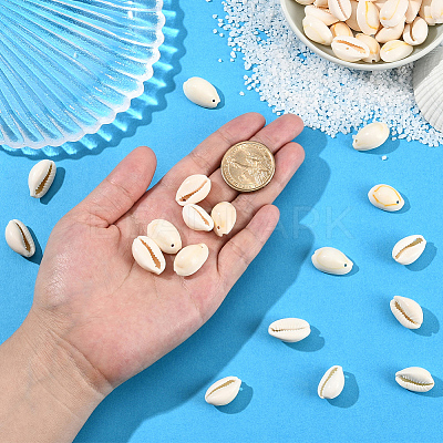 100Pcs Natural Cowrie Shell Beads BSHE-LT0001-03B-1