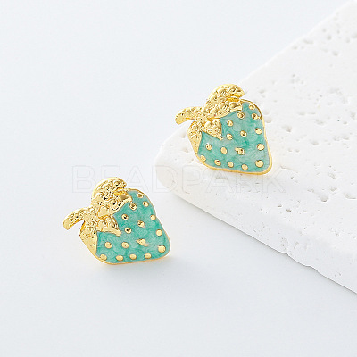 304 Stainless Steel Enamel Stud Earrings for Women GP7417-3-1