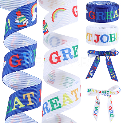2 Rolls 2 Styles School Season Theme Polyester Colorful Printed Grosgrain Ribbon OCOR-GF0004-23B-1
