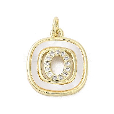 Rack Plating Brass Micro Pave Clear Cubic Zirconia Pendants KK-E102-33G-O-1