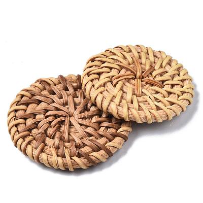 Handmade Reed Cane/Rattan Woven Beads WOVE-Q075-04-1