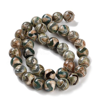 Natural Tibetan Wave Pattern dZi Agate Beads Strands G-B084-A01-01-1