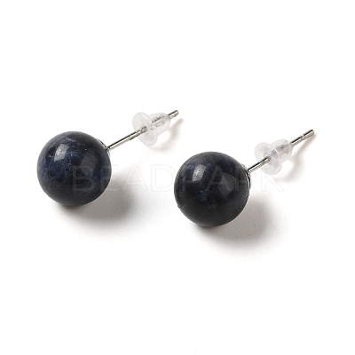 Natural Lapis Lazuli Stud Earrings X-G-B075-02P-08-1