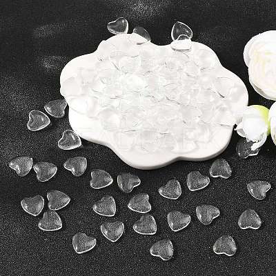 Transparent Glass Heart Cabochons GGLA-R021-10mm-1