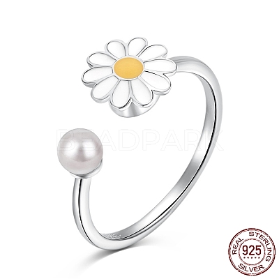 Rhodium Plated 925 Sterling Silver Open Finger Rings RJEW-A019-50P-1