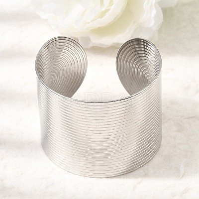 40MM 304 Stainless Steel Stripe Textured Wide Cuff Bangles for Women SA-CBAB767-34P-1