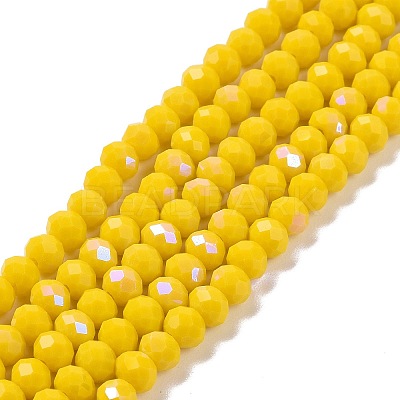Electroplate Opaque Solid Color Glass Beads Strands EGLA-A034-P4mm-L02-1