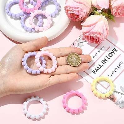 10Pcs Flocky Acrylic Beads OACR-YW0004-08-1