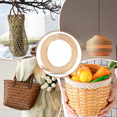 Flat Natural Bamboo Wicker Strips AJEW-WH0258-950A-1
