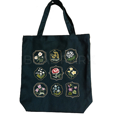 DIY Flower Pattern Tote Bag Embroidery Kit PW22121375501-1