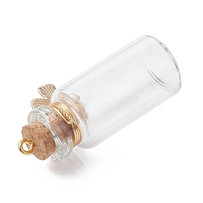 8Pcs Flower Glass Wish Bottle Pendants PALLOY-JF04568-1
