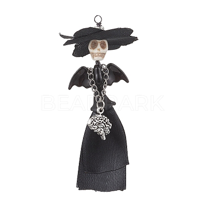 Halloween Polyester & Alloy & Synthetic Turquoise & Brass Big Pendants PALLOY-JF04559-1