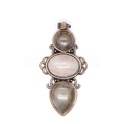 Retro Natural Rose Quartz Pendants PW-WG7292F-02-1