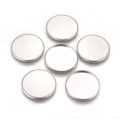 Non-Tarnish 304 Stainless Steel Plain Edge Bezel Cups X-STAS-E460-10P-25mm-1