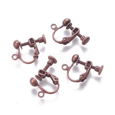 Rack Plated Brass Screw Clip-on Earring Findings KK-P169-04R-1